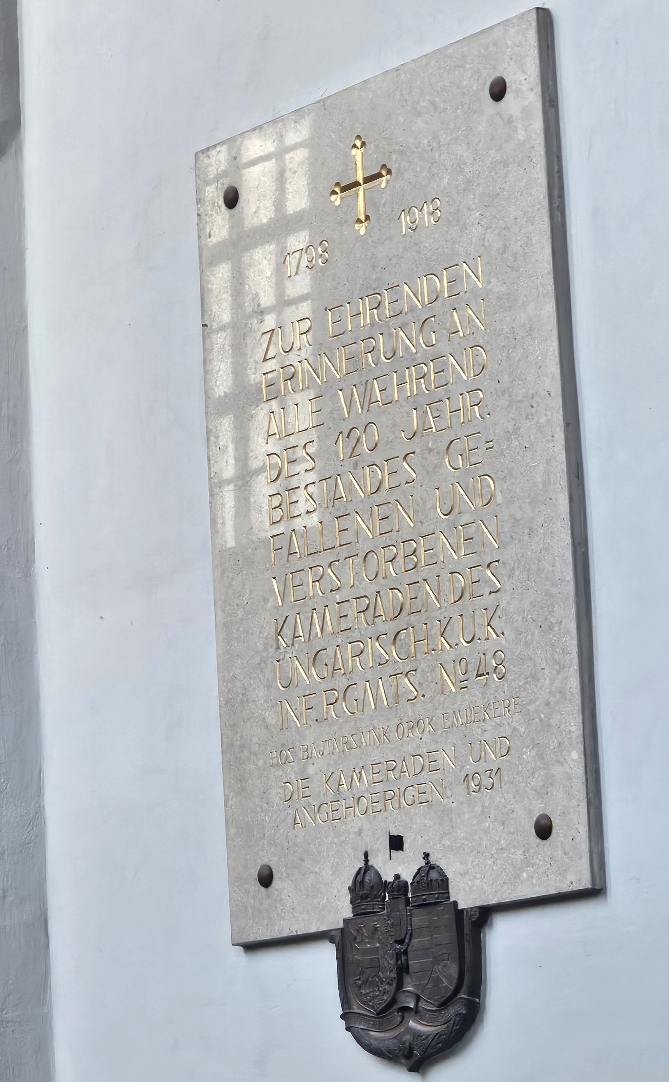 Gedenktafel des ungarischen k.u.k. Infanterieregiments Nr. 48