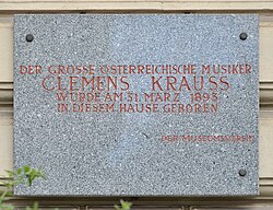 Belvederegasse 7, Vienna - plaque for Clemens Krauss.jpg