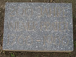 1020 Prater Hauptallee rechts neben Planetarium - Erinnerungstafel 200 Jahre Prater 1766 - 1966 IMG 9036.jpg