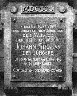 Johann Strauss II Gedenktafel Ehemals Johann-Strauß-Gasse 4-6 (1900–1944).jpg