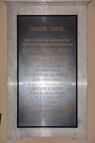 Gedenktafel Erbauung der Kirche