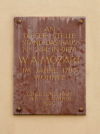 Gedenktafel Mozart, Wolfgang Amadeus