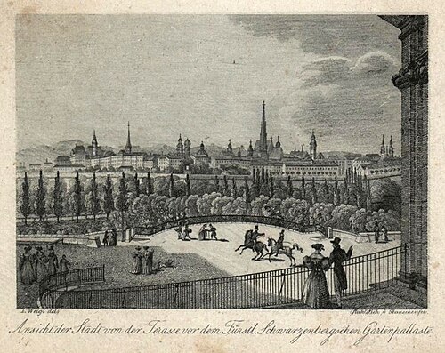Das Palais Schwarzenberg aus Sicht 1838