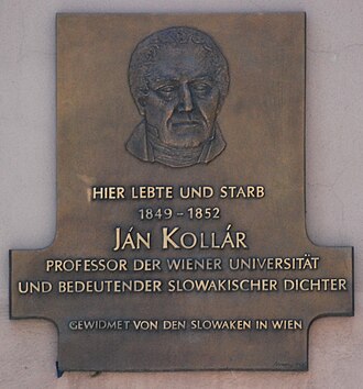 GuentherZ 2010-07-10 0105 Wien03 Ungargasse5 Beatrixgasse Gedenktafel Jan Kollar.jpg