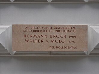 Gedenktafel Broch, Hermann; Molo, Walter von